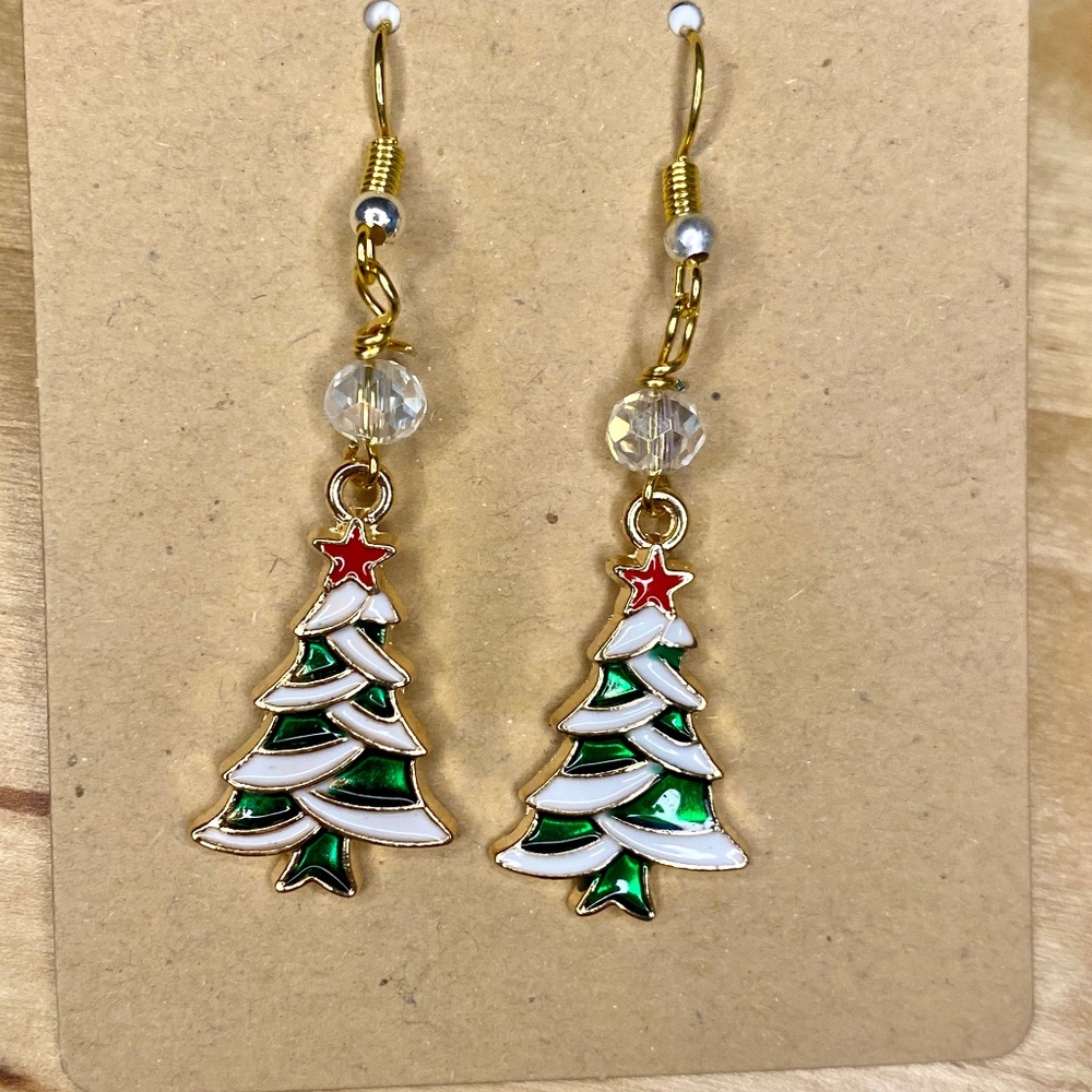 Holiday Christmas Tree Dangle Earrings